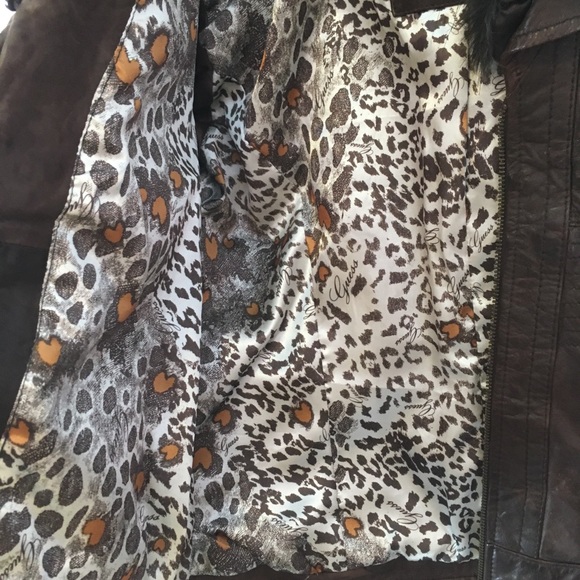 GUESS Brown Leather Jacket - Picture 3 of 7